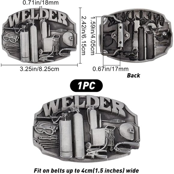 Men's Black Vintage Simple Heavy Duty Alloy Reversible Replacement Belt Buckle - Picture 2 of 5